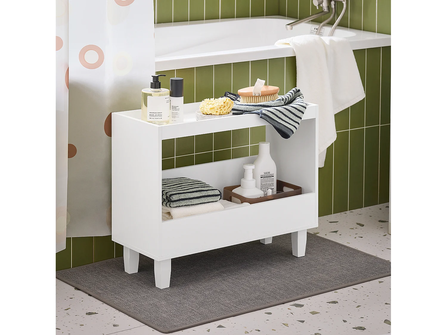 SoBuy FBT147-W Bout de Canapé Table de Chevet Table de Nuit Table d'Appoint avec 2 Étagères pour Salon, Chambre ou Bureau, L60 x P25 x H50 cm, Blanc