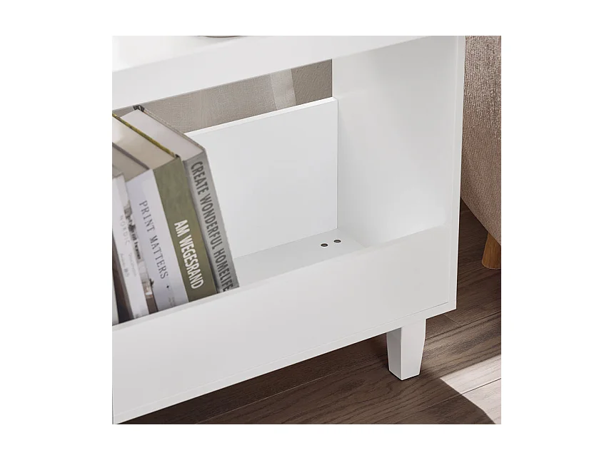 SoBuy FBT147-W Bout de Canapé Table de Chevet Table de Nuit Table d'Appoint avec 2 Étagères pour Salon, Chambre ou Bureau, L60 x P25 x H50 cm, Blanc