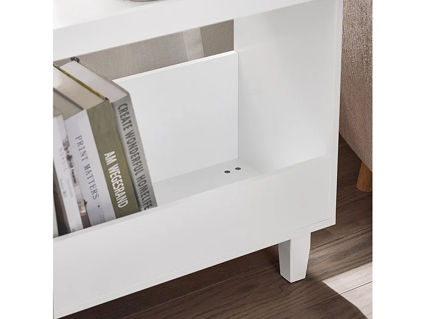 SoBuy FBT147-W Bout de Canapé Table de Chevet Table de Nuit Table d'Appoint avec 2 Étagères pour Salon, Chambre ou Bureau, L60 x P25 x H50 cm, Blanc