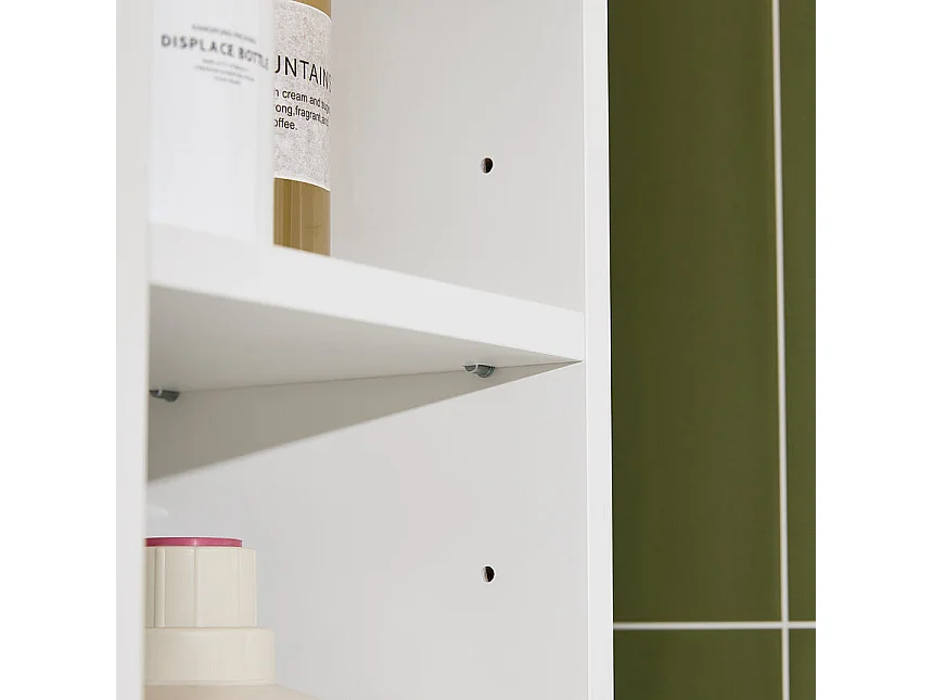 SoBuy Meuble de Rangement Salle de Bain Étroit sur Roulettes, Support Papier Toilette, 1 Plateau Amovible et 3 Tiroirs, 23x65x82cm, Blanc-Nature, BZR54-II-WN