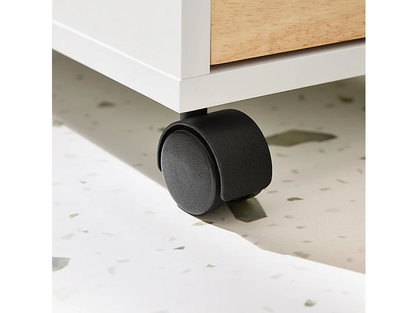 SoBuy Meuble de Rangement Salle de Bain Étroit sur Roulettes, Support Papier Toilette, 1 Plateau Amovible et 3 Tiroirs, 23x65x82cm, Blanc-Nature, BZR54-II-WN