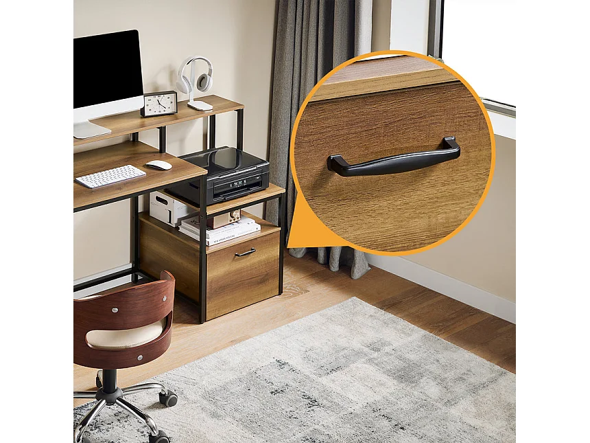 SoBuy FWT103-PF Table de Bureau avec 3 Étagères, Bureau à Domicile, Bureau Informatique, Table à Travaille, Bureau Ordinateur