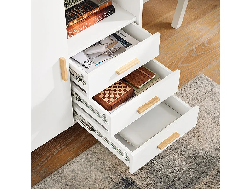 SoBuy ASK07-WN Caisson de Bureau, Support Imprimante, Organiseur Bureau, Meuble de Rangement Bureau, Caisson de Rangement avec Tiroirs, – 90x45x75 cm