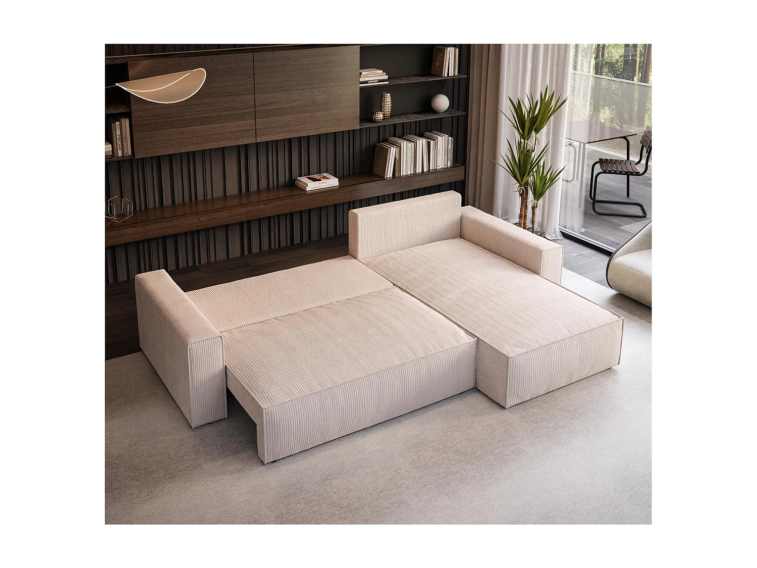 SLAAPBANK Parys l met slaapfunctie beige