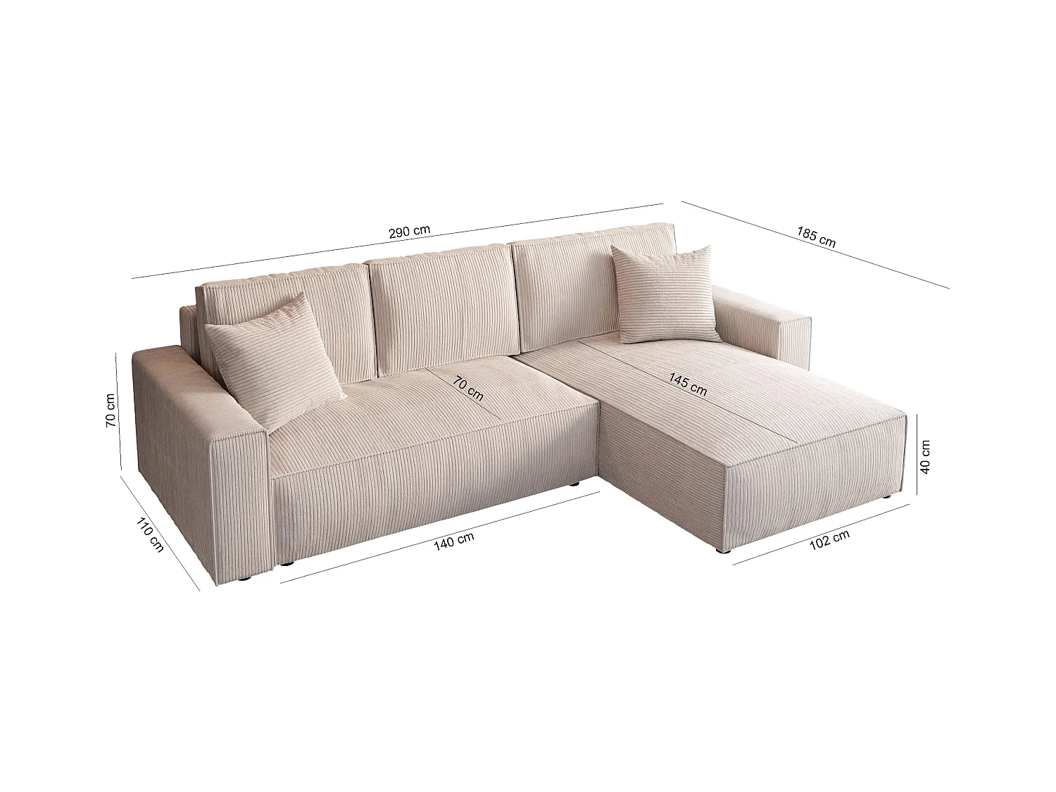 SCHLAFSOFA Parys l mit Schlaffunktion cappuccino