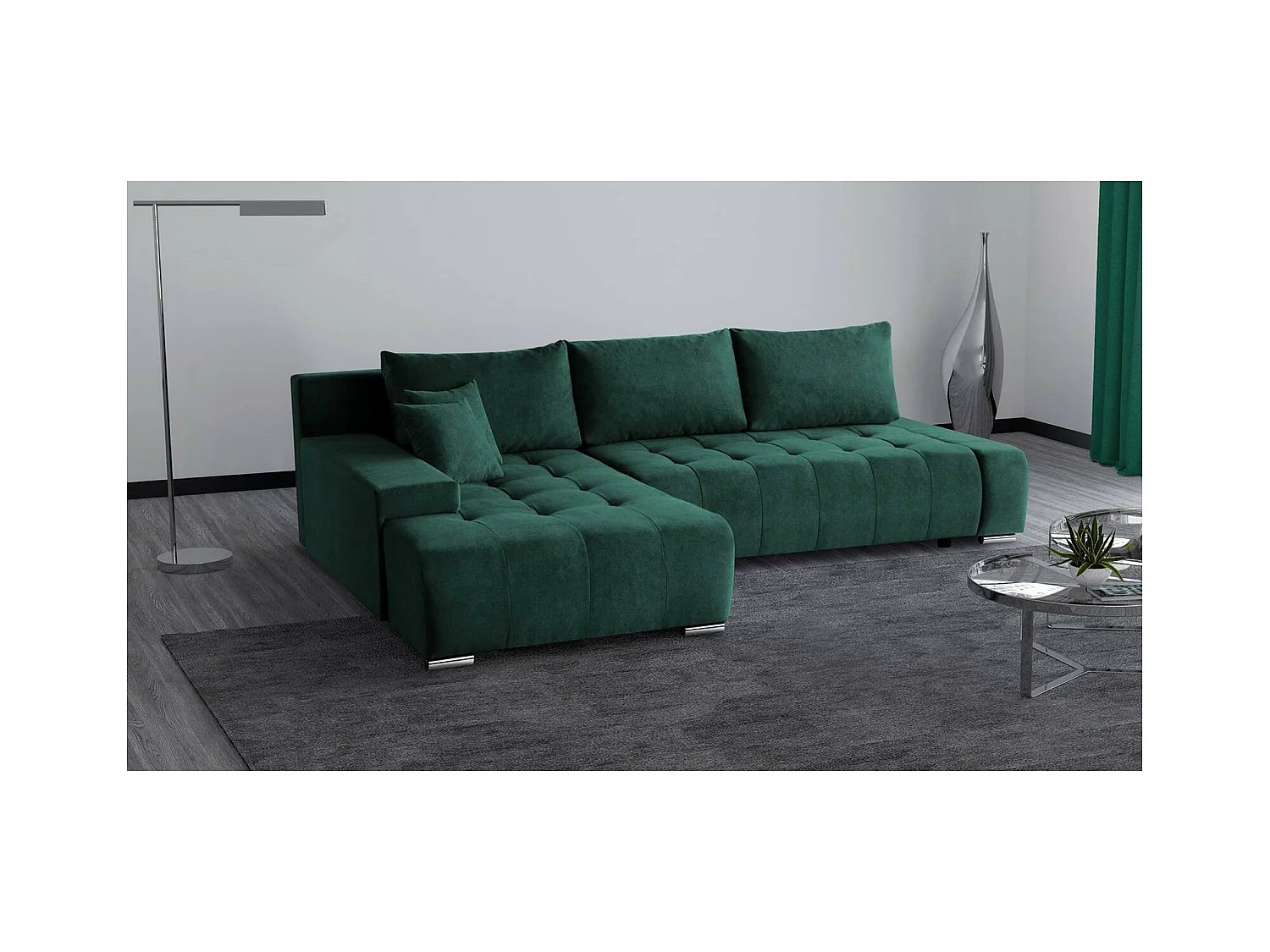 Slaapbank Draco L met slaapfunctie links groen