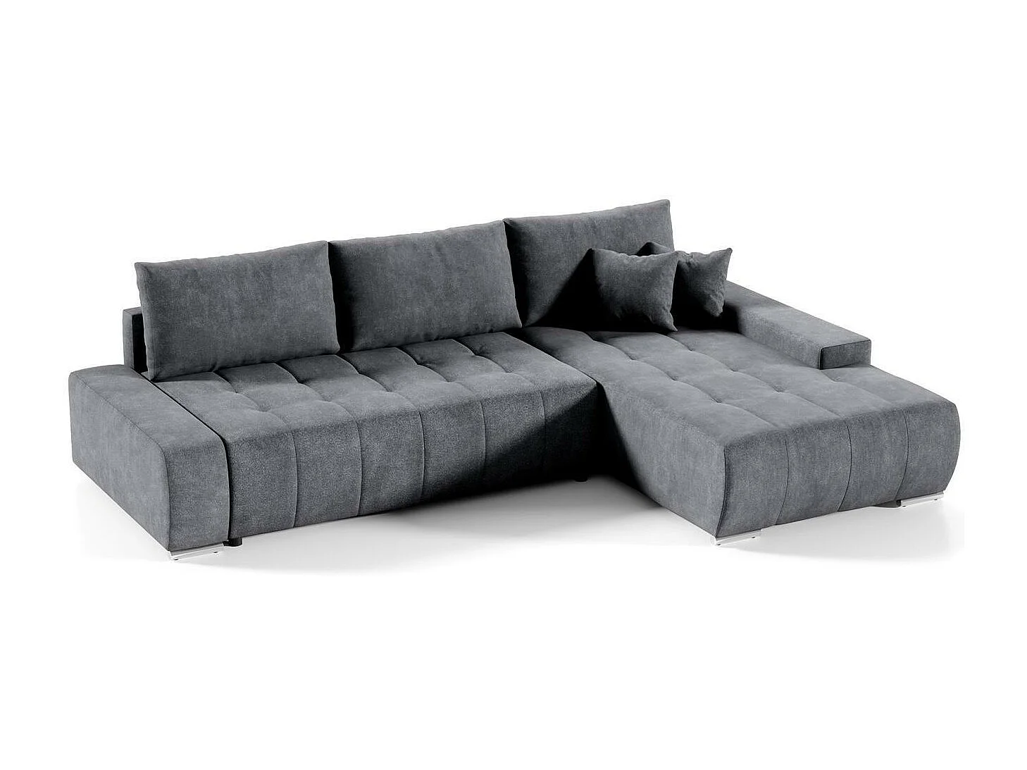 CANAPE-lit Draco L avec fonction sommeil à droite gris