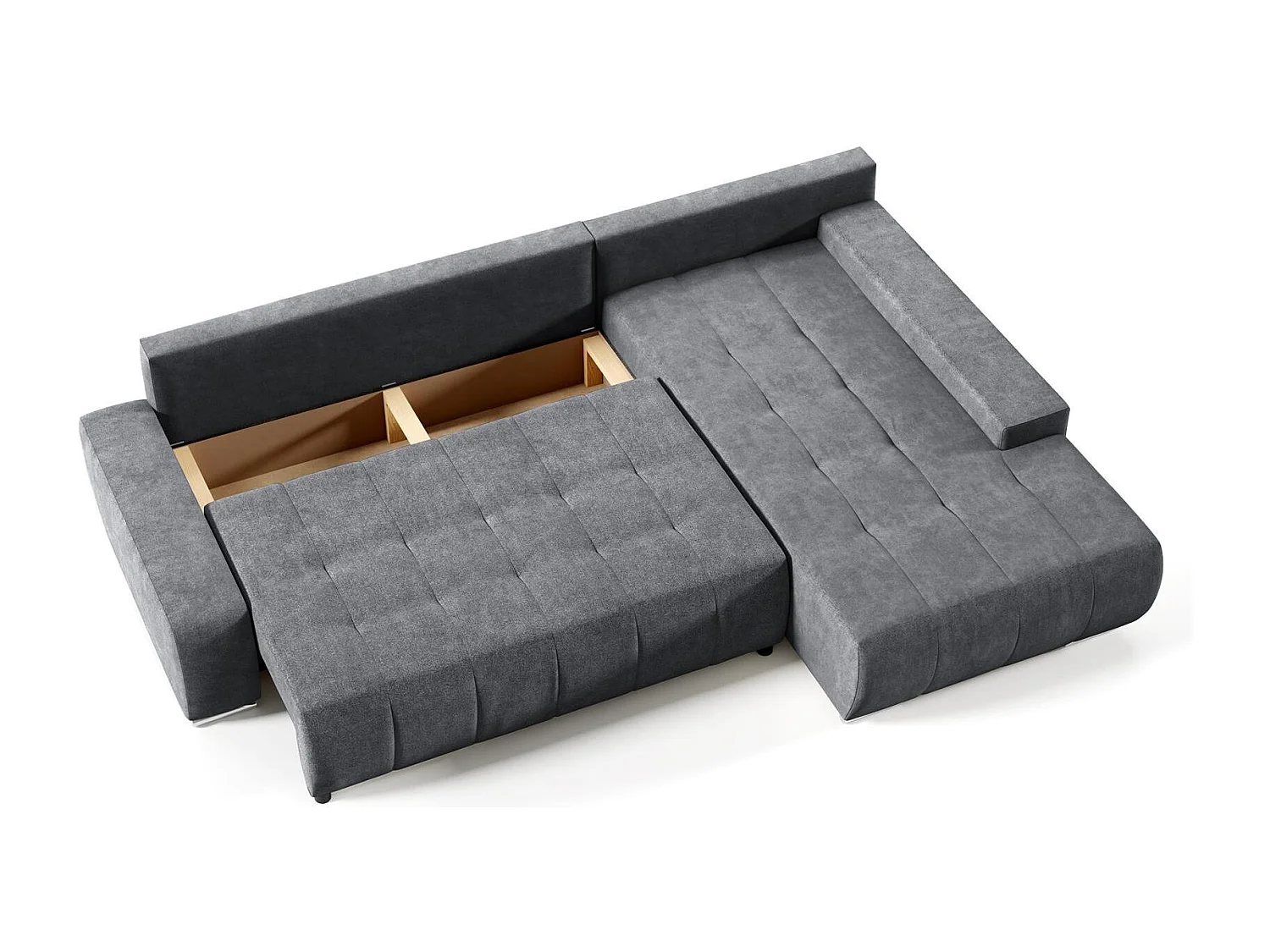 CANAPE-lit Draco L avec fonction sommeil à droite gris