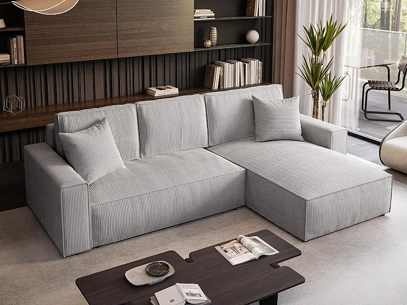 CANAPE LIT Parys l avec fonction sommeil gris clair