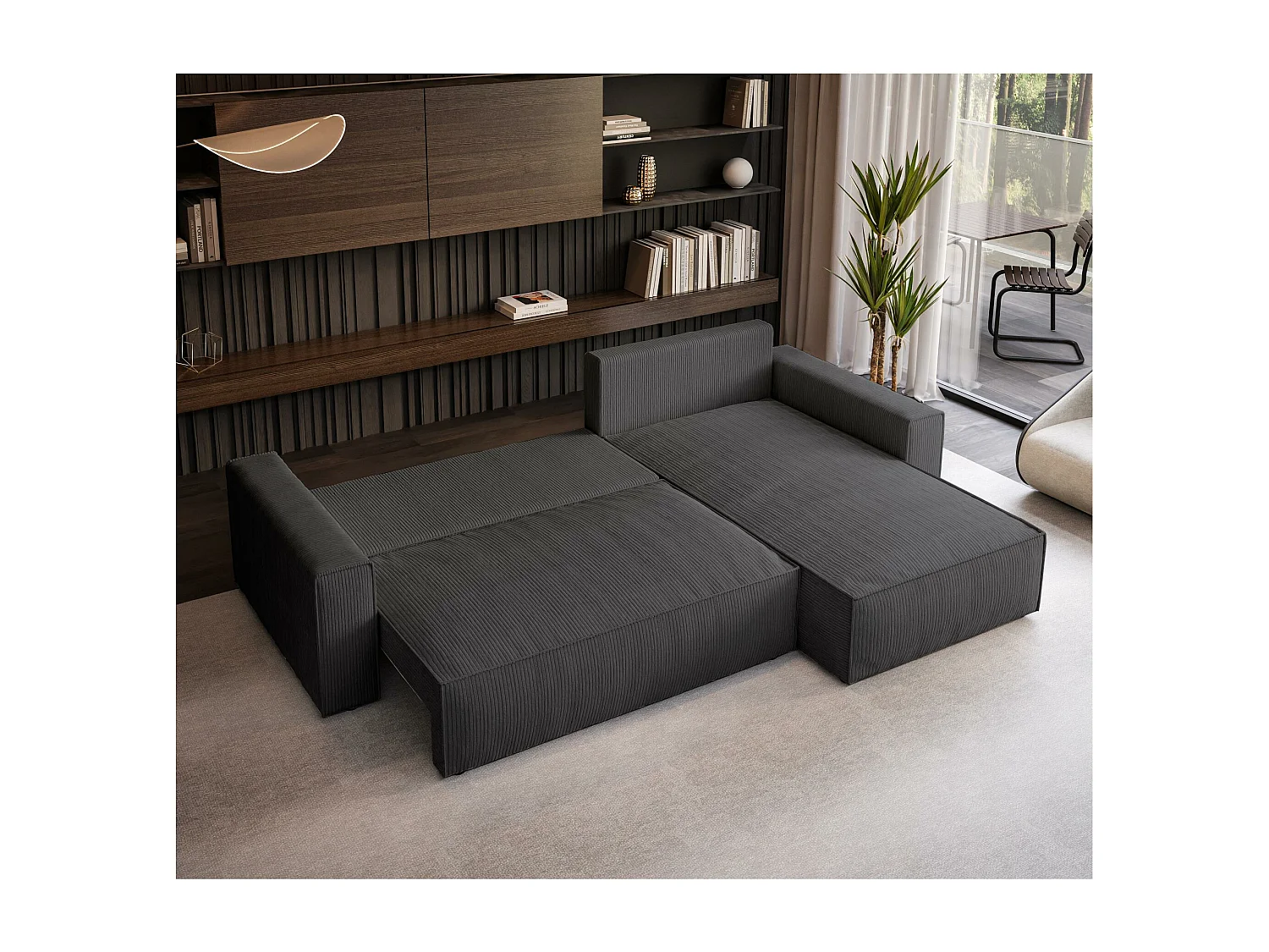 SCHLAFSOFA Parys l mit Schlafflnktion dunkelgrau