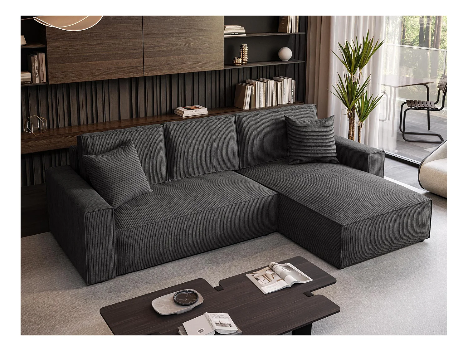 SCHLAFSOFA Parys l mit Schlafflnktion dunkelgrau