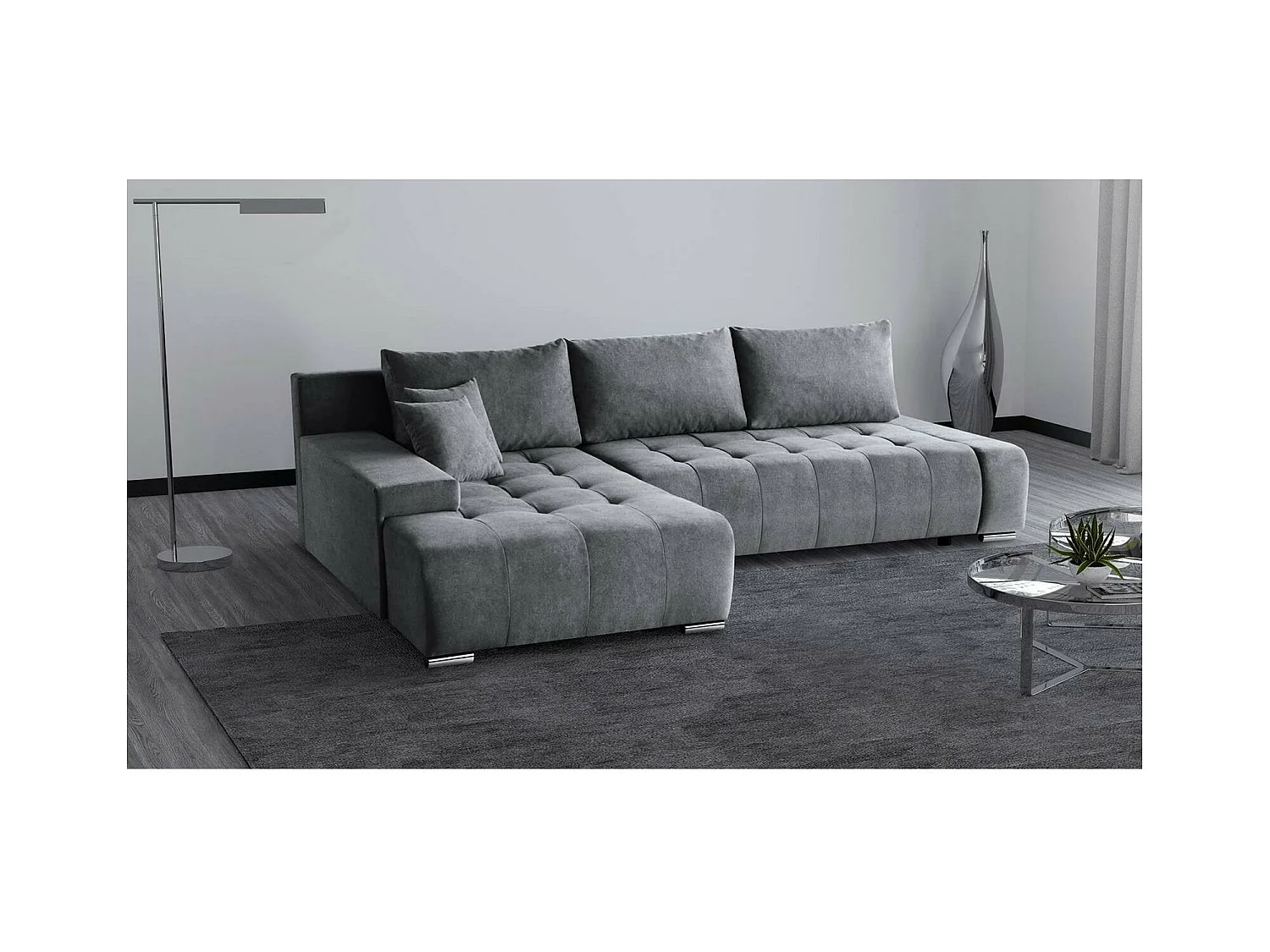 SCHLAFSOFA Draco L mit Schlaffunktion links grau