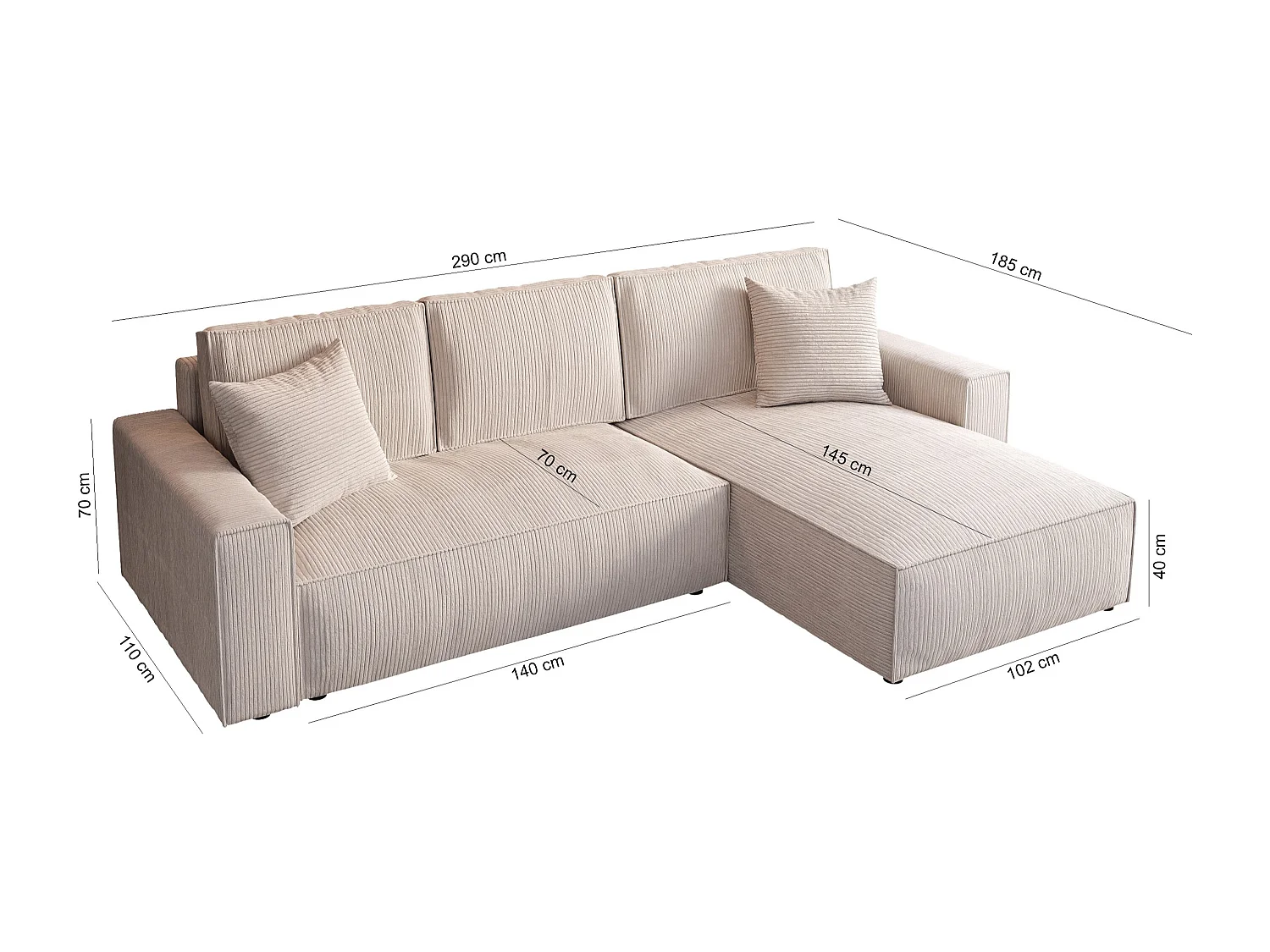 SCHLAFSOFA Parys l mit Schlaffunktion braun