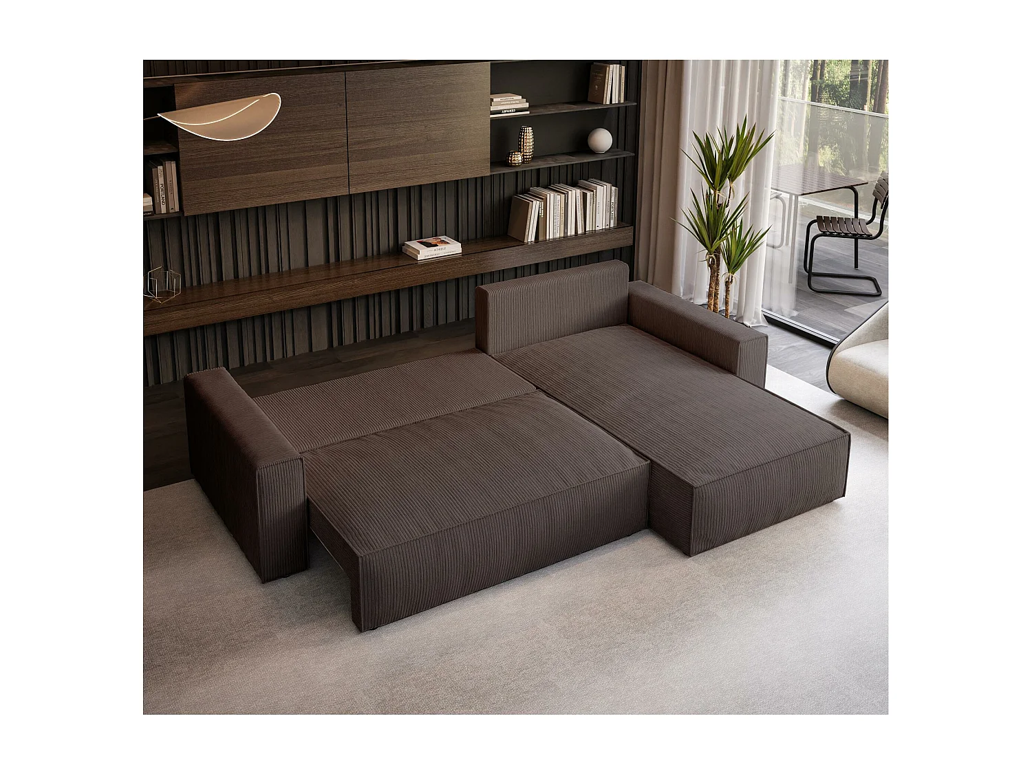 CANAPE LIT Parys l avec fonction sommeil marron