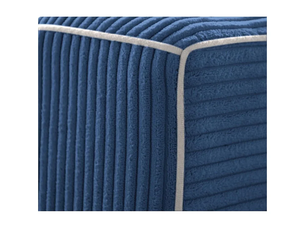 Canapé d'angle convertible 4 places en tissu côtelé bleu foncé