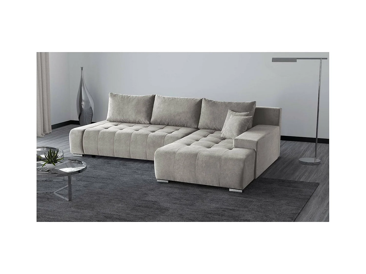 Slaapbank Draco L met slaapfunctie rechts beige