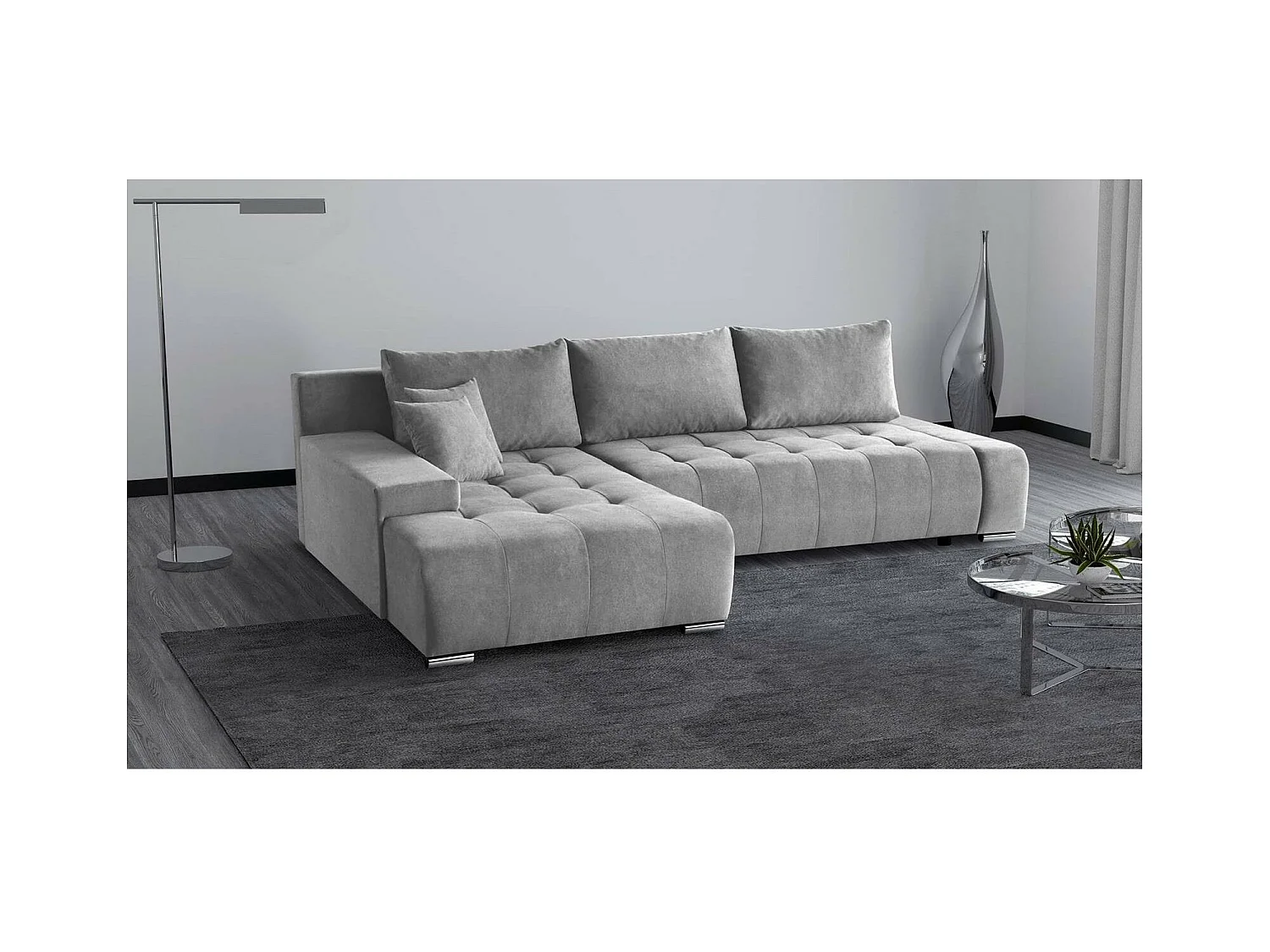 SCHLAFSOFA Draco L mit Schlaffunktion links hellgrau