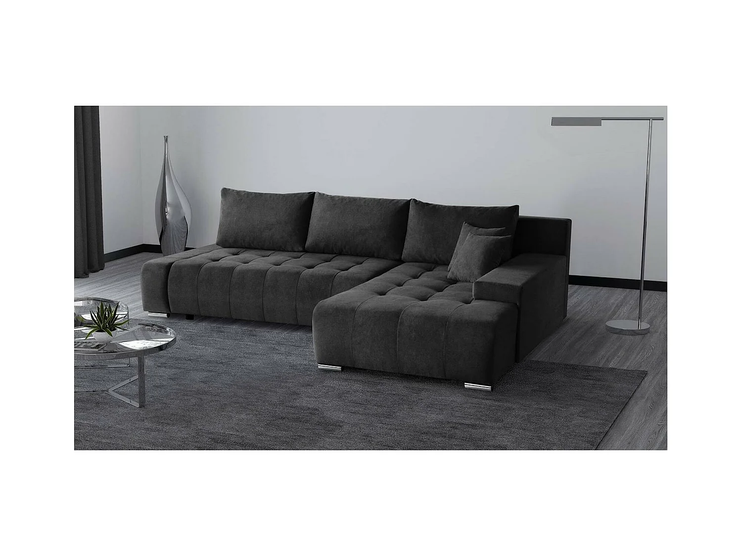 SCHLAFSOFA Draco L mit Schlaffunktion rechts anthrazit