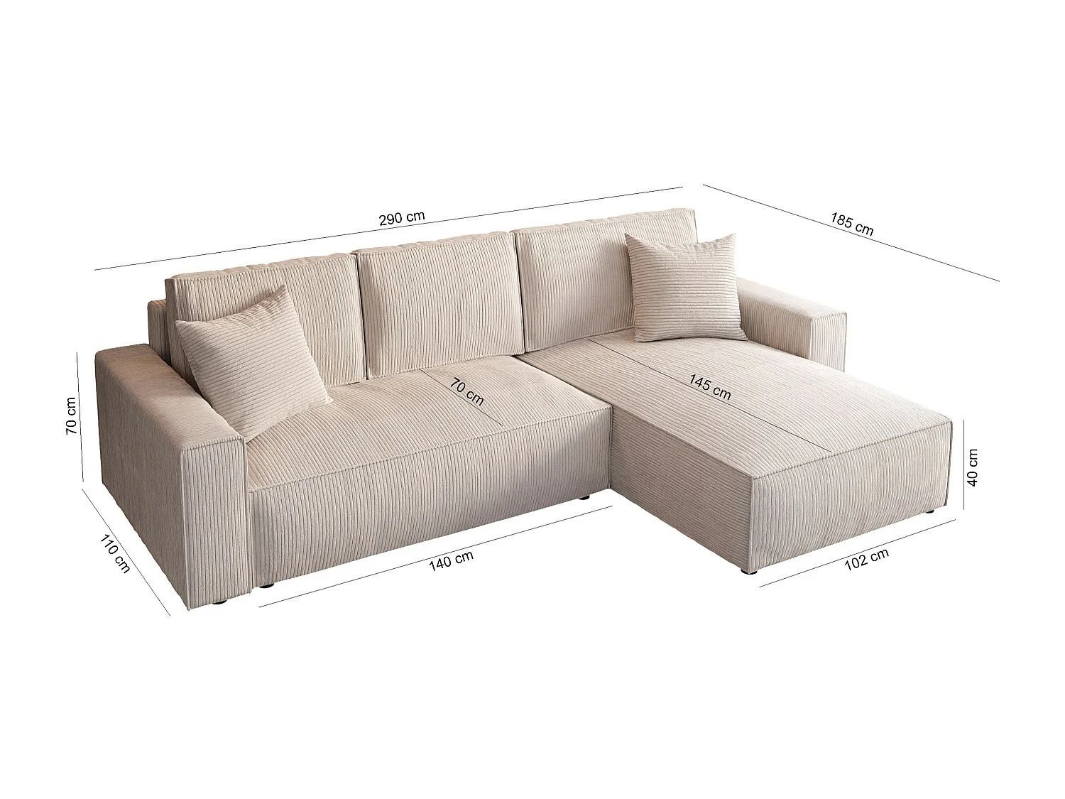 SCHLAFSOFA Parys l mit Schlaffunktion rosa