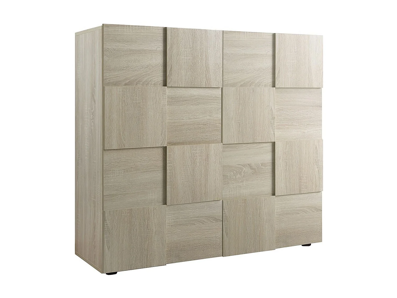 REBECCA - Meuble Rangement 2 Portes Aspect Bois Samoa Relief Damiers