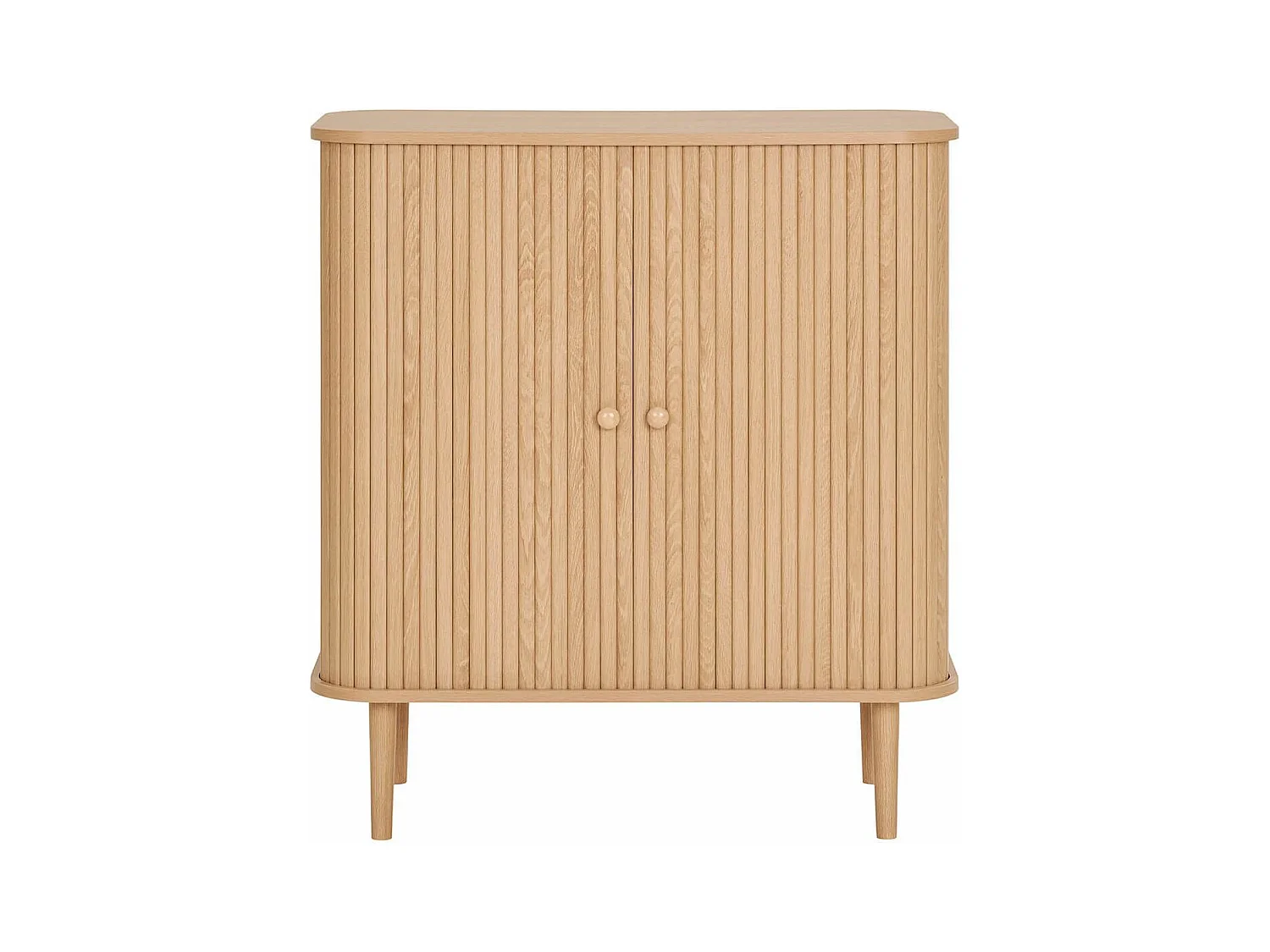 ERIKA - Meuble de Rangement 2 portes coulissantes en MDF et Pin Naturel