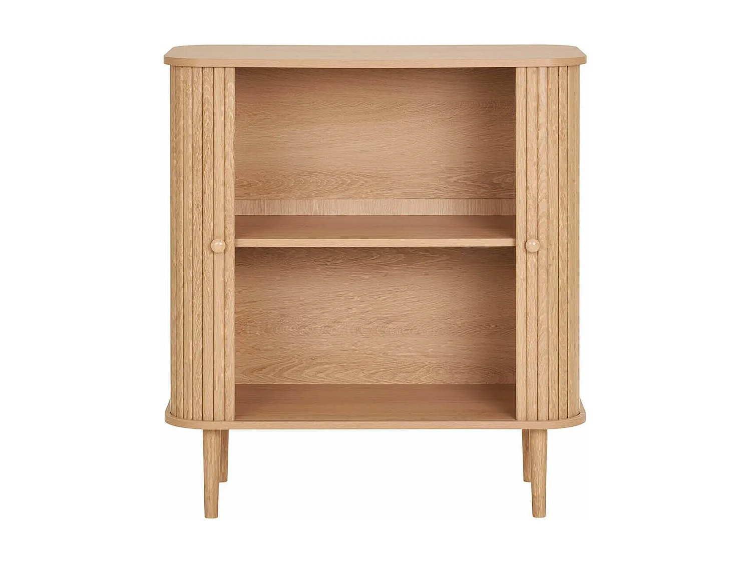 ERIKA - Meuble de Rangement 2 portes coulissantes en MDF et Pin Naturel