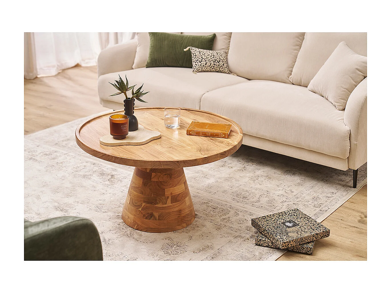 Runder Couchtisch aus Massivholz D80 MATERA