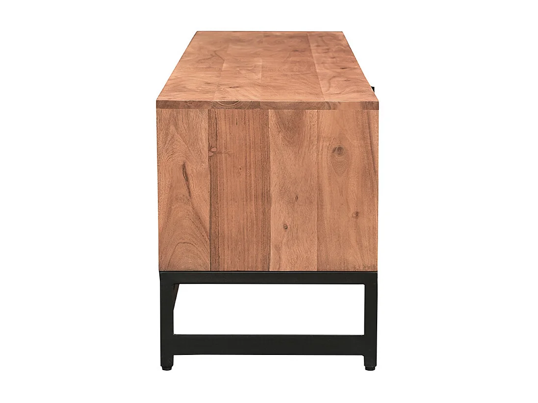 TV-Möbel aus Akazienholz und schwarzem Metall STICK