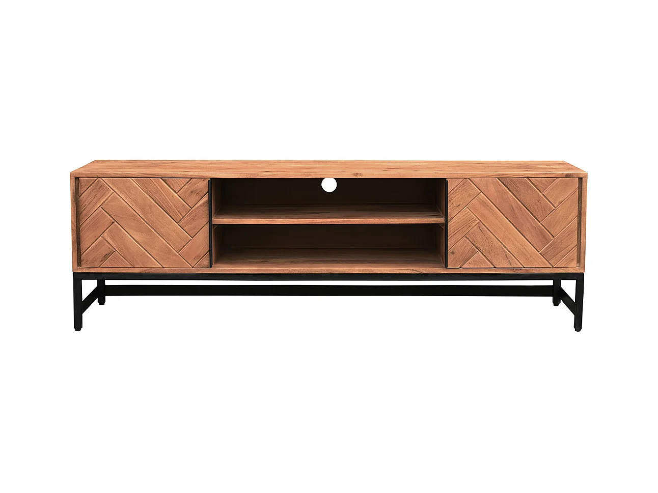 Mueble TV en acacia y metal negro STICK