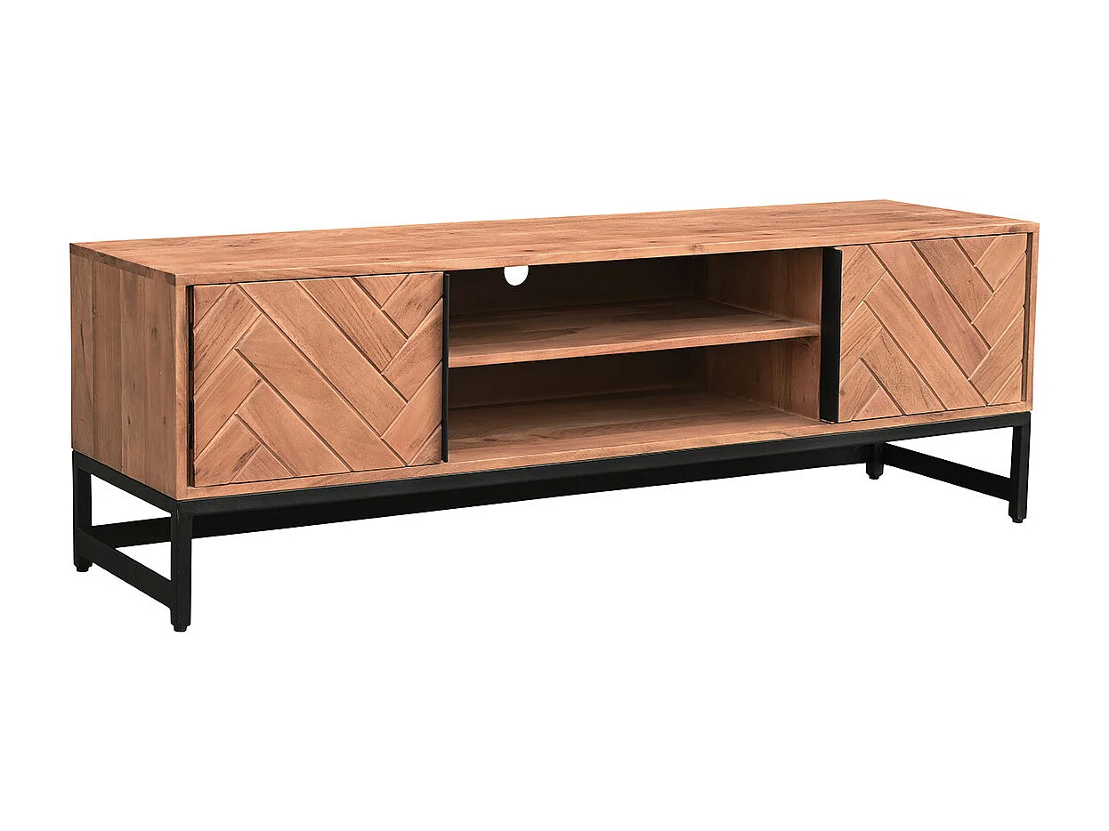 Mobile TV in acacia e metallo nero STICK