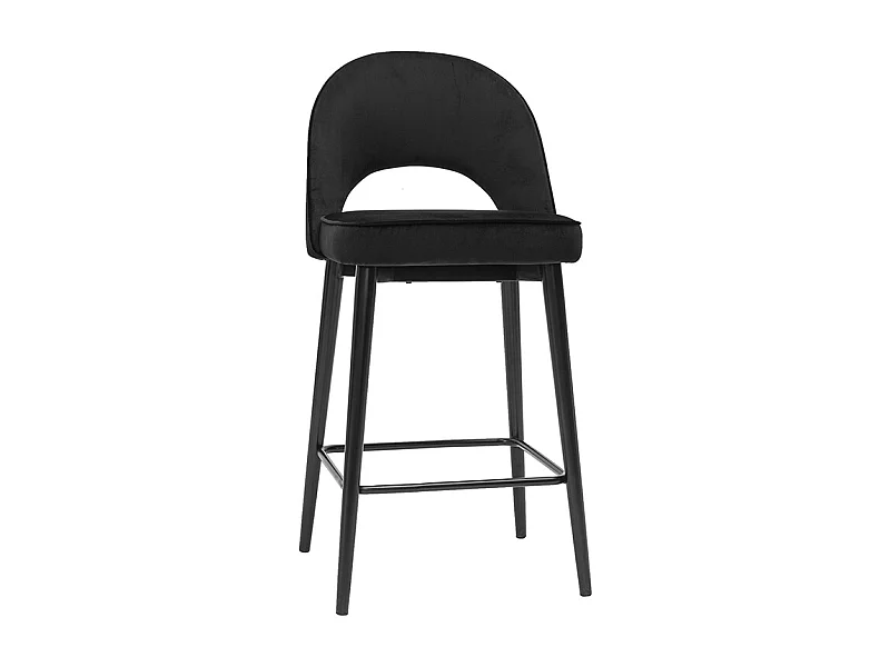 Taburete de cocina de diseño de terciopelo negro y metal 69 cm BELLEROSE