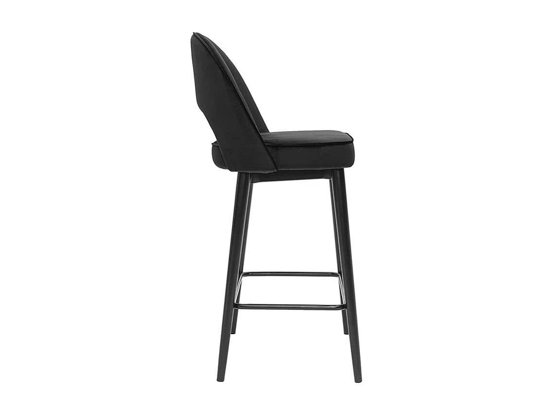 Tabouret de bar design en velours noir et métal H69 cm BELLEROSE