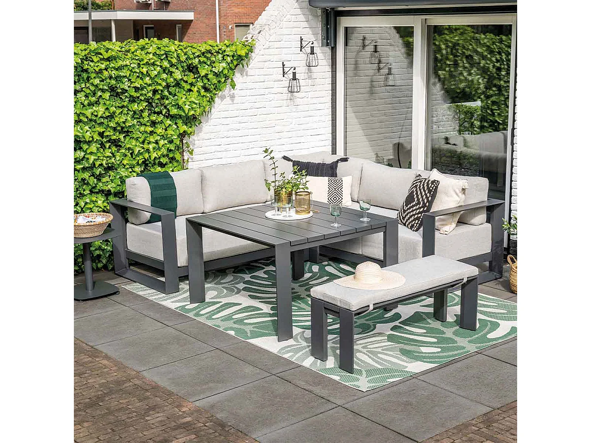 Garden Impressions Malakka lounge dining tafel 111,5x111,5 cm - donker grijs