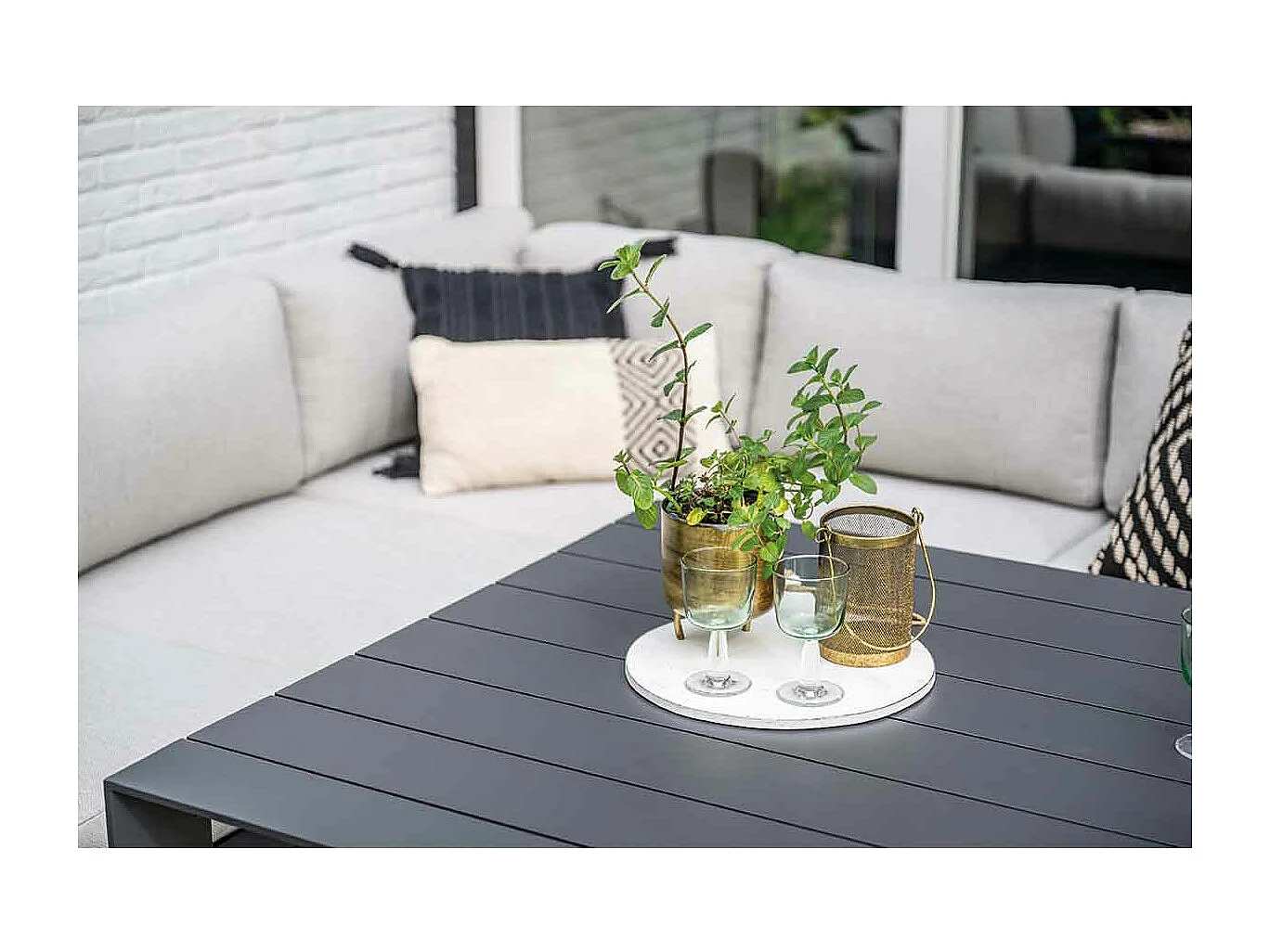 Garden Impressions Malakka lounge dining tafel 111,5x111,5 cm - donker grijs