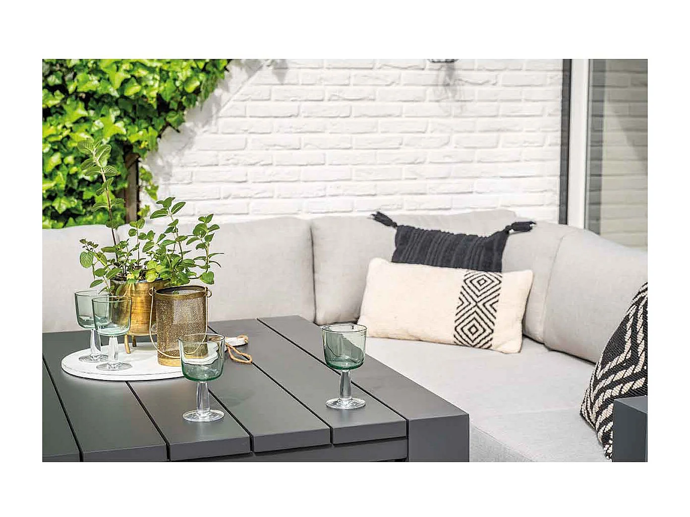 Garden Impressions Malakka lounge dining tafel 111,5x111,5 cm - donker grijs