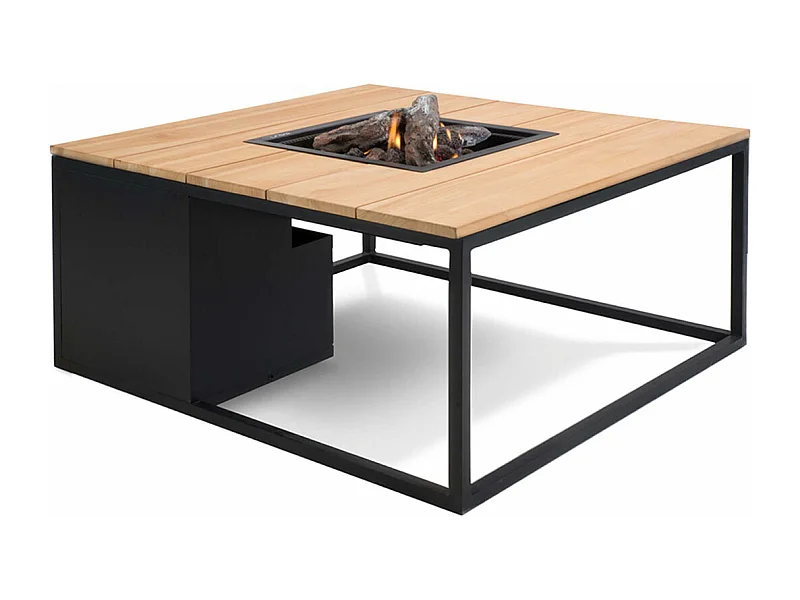 Cosi Fires Cosiloft lounge vuurtafel 100 cm zwart - teak top