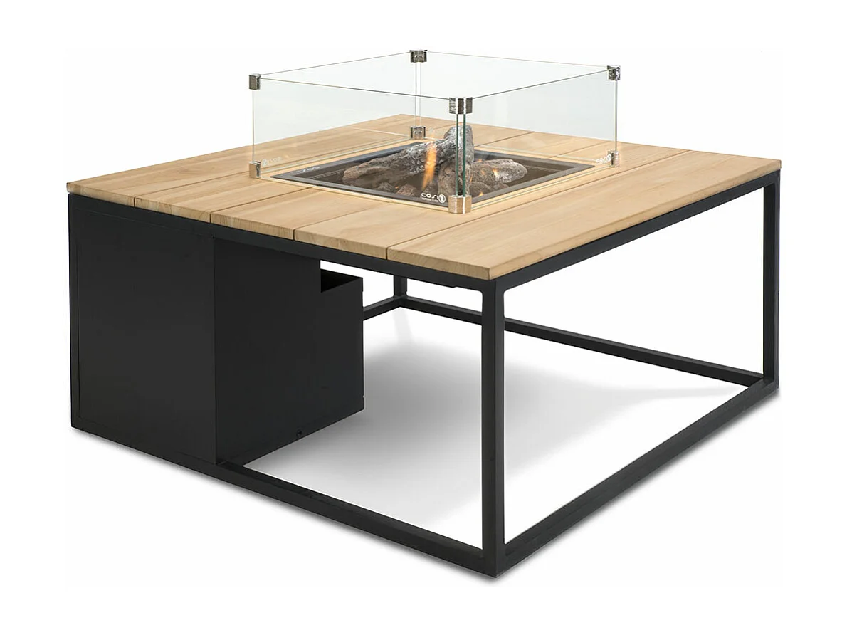 Cosi Fires Cosiloft lounge vuurtafel 100 cm zwart - teak top