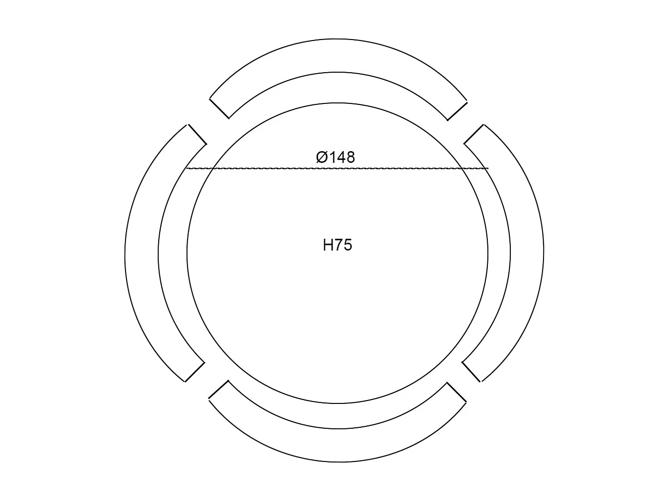 Garden Impressions Sarria picknick set Ø148 x 75 - donker grijs