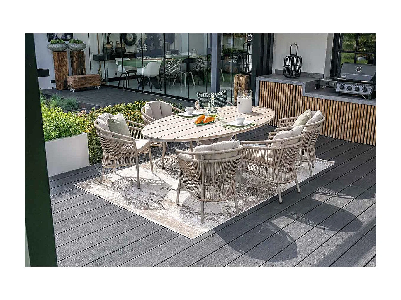 Table de jardin Garden Impressions Tulli - aspect teck clair 220x115 cm