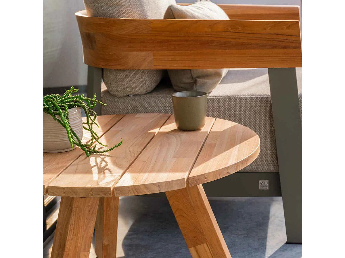 Table de salon 4 Seasons Outdoor Cosmic anthracite teck Ø78 cm