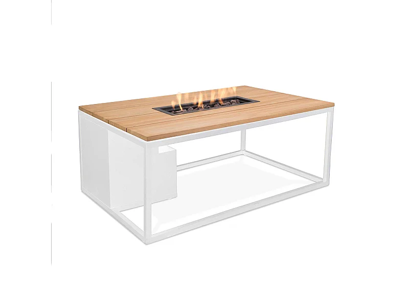 Cosi Fires Cosiloft lounge vuurtafel 120 cm wit - teak top