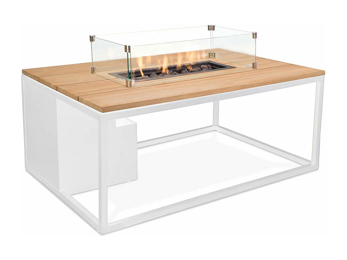 Cosi Fires Cosiloft lounge vuurtafel 120 cm wit - teak top