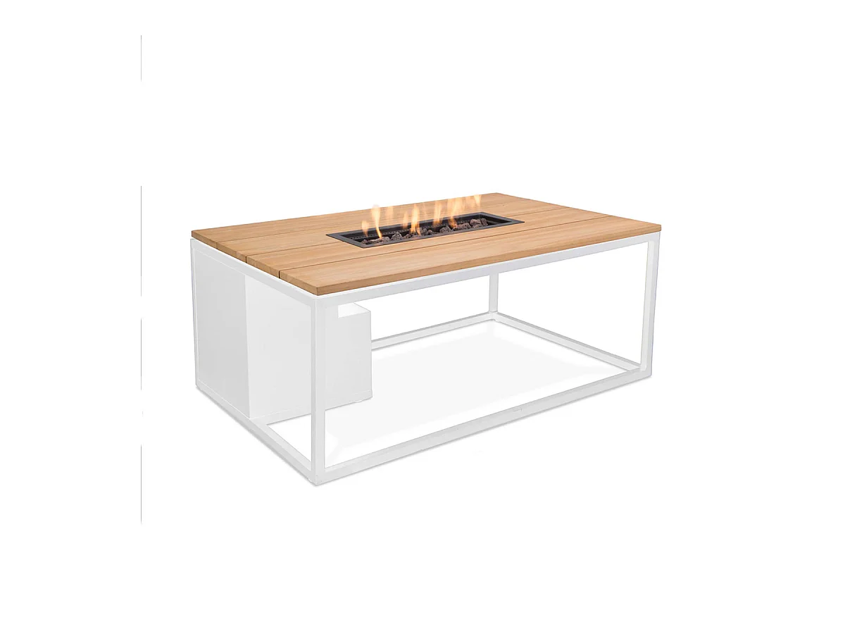 Table à feu de salon Cosi Fires Cosiloft blanc/teck 120cm