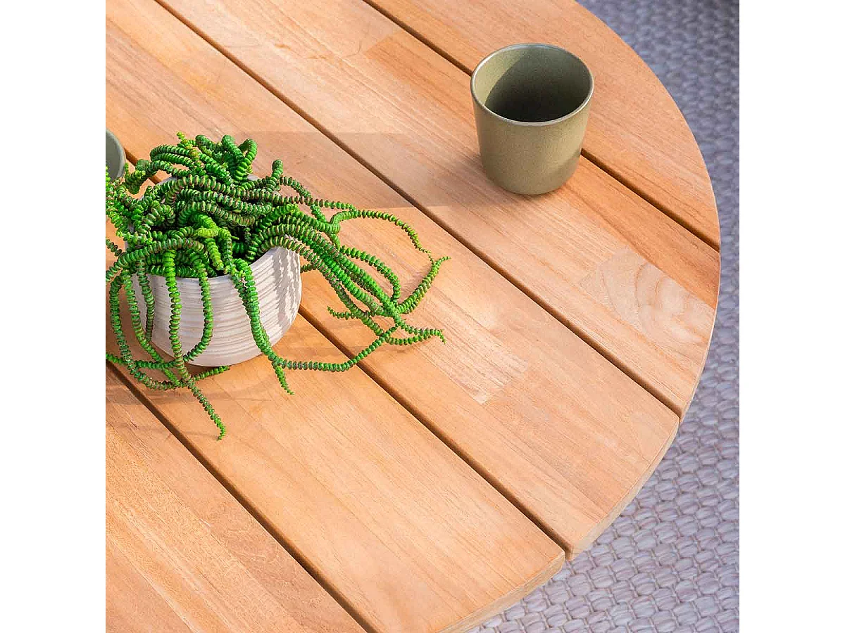 4 Seasons Outdoor Cosmic loungetafel Ø65 cm antractiet - teak