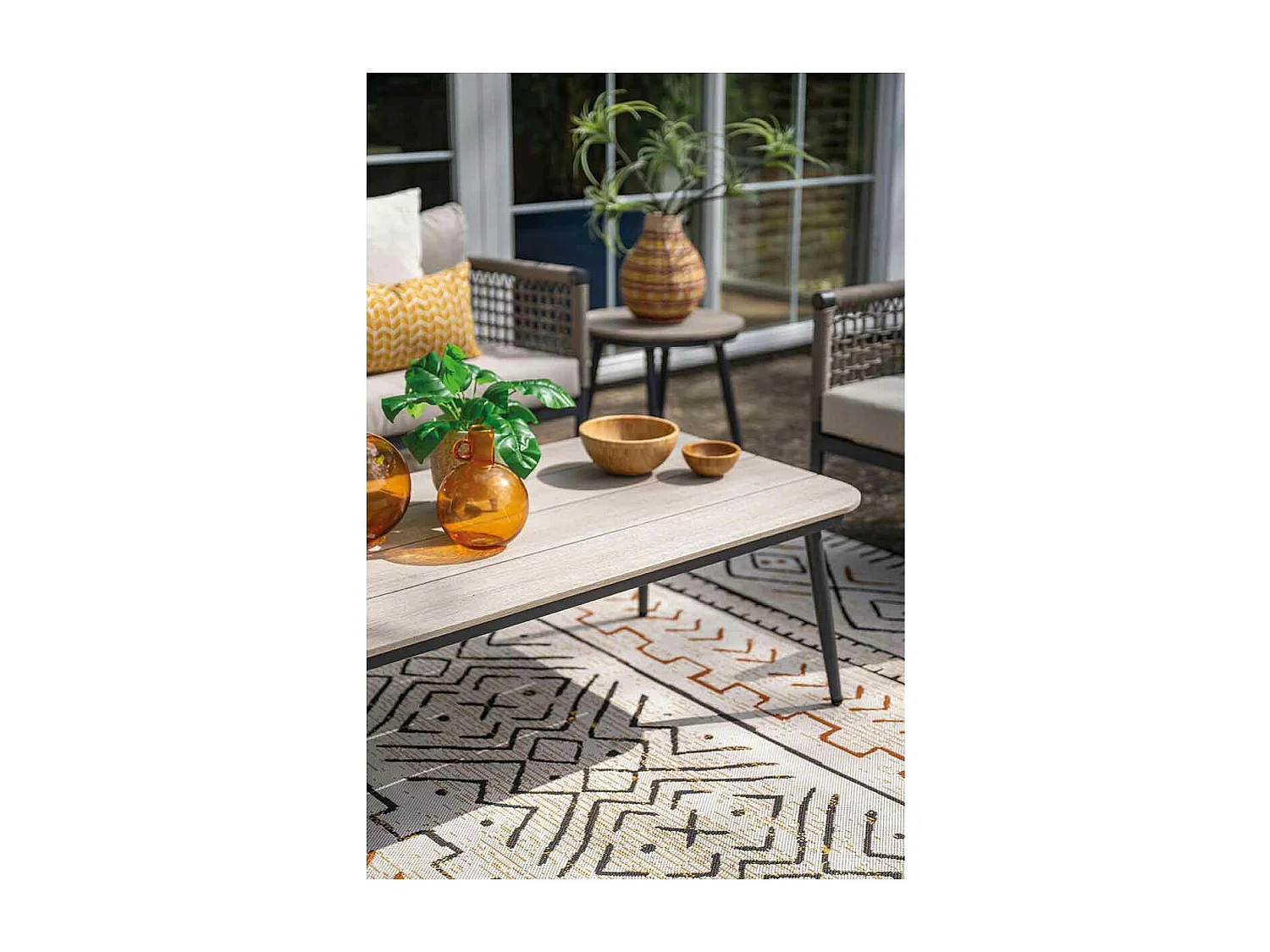 Table de salon Garden Impressions Burela - aspect teck clair 130x70 cm