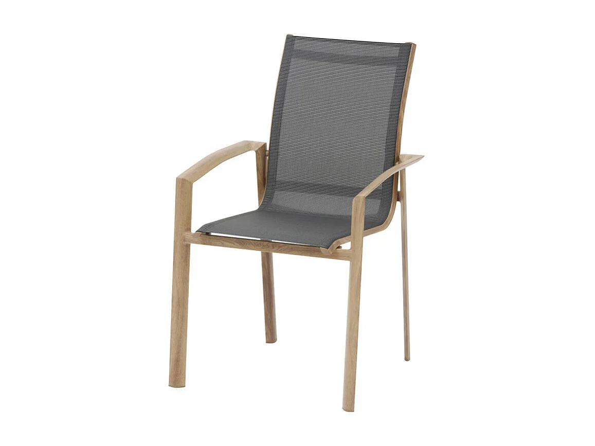 Fauteuil extérieur Axant poivre/imprimé honey effet bois Hespéride