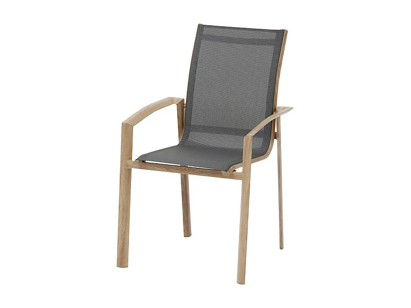 Fauteuil extérieur Axant poivre/imprimé honey effet bois Hespéride