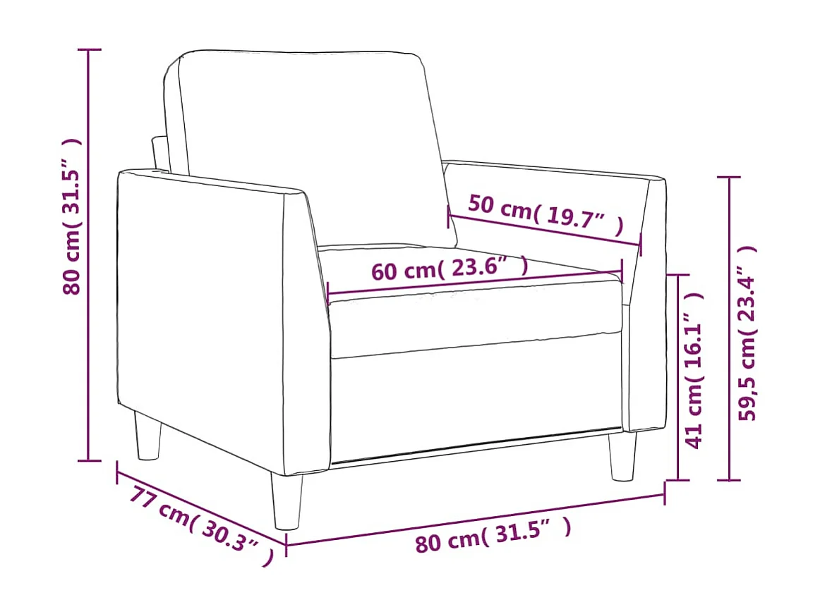 Fauteuil Crème 60 cm Similicuir