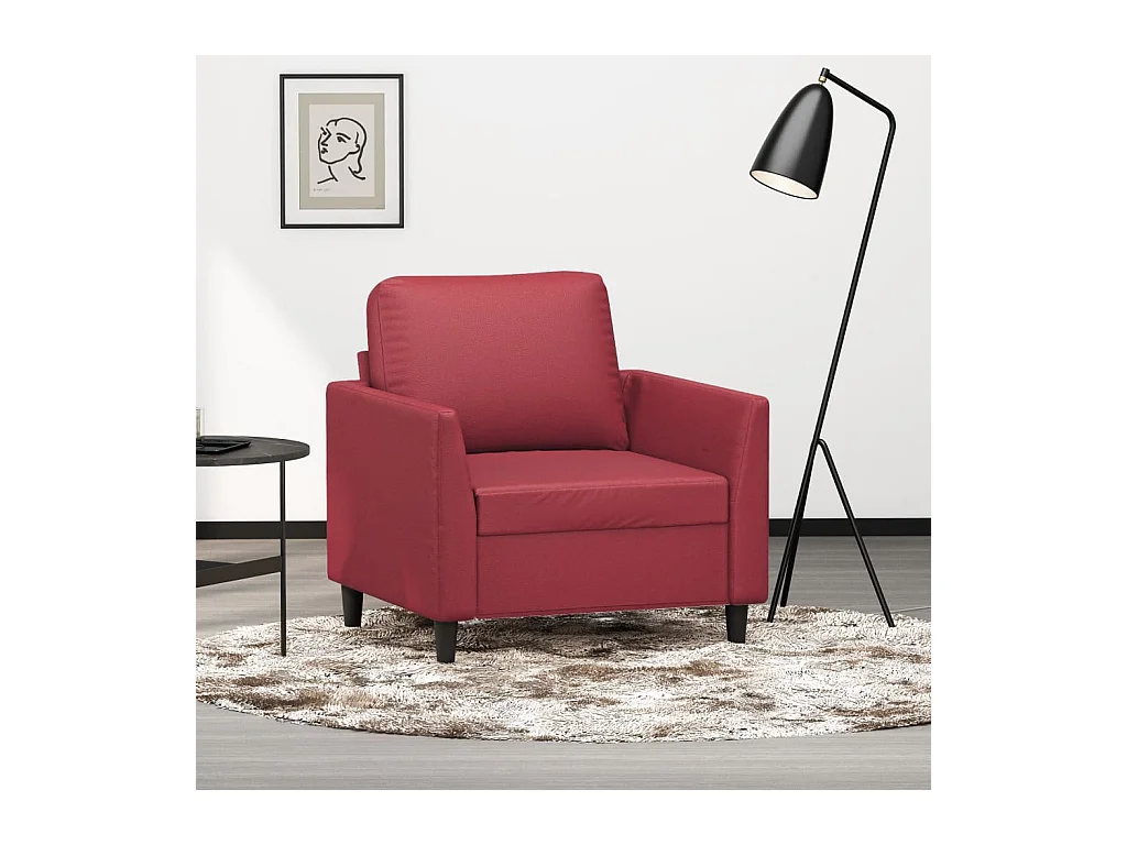 Fauteuil 60 cm kunstleer wijnrood