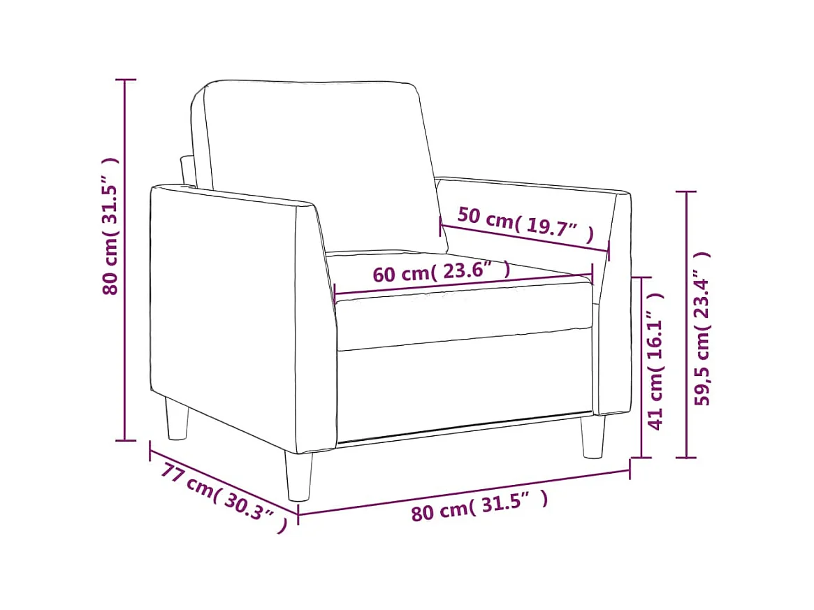Fauteuil 60 cm kunstleer wijnrood